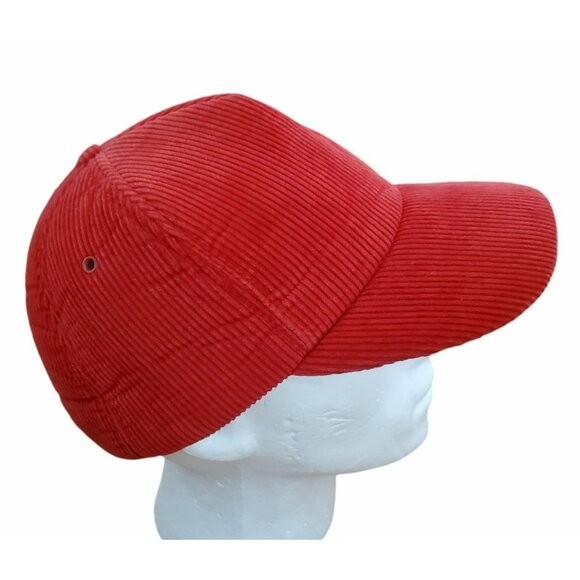 Vintage San Sun Red Corduroy Hat Snapback Baseball Cap Heavyweight Blank Trucker - Picture 5 of 11